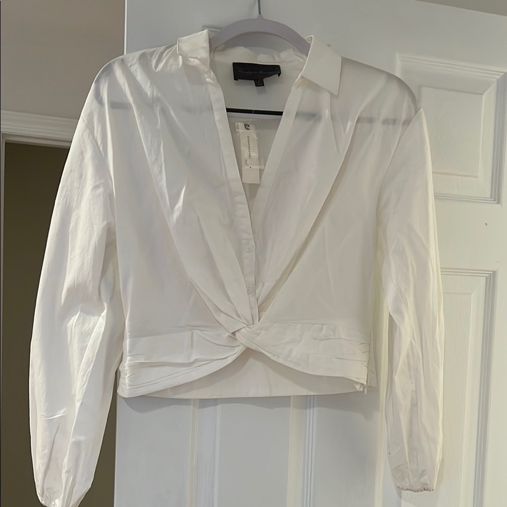 Anthropologie Elegant White Twist Front Women's Top